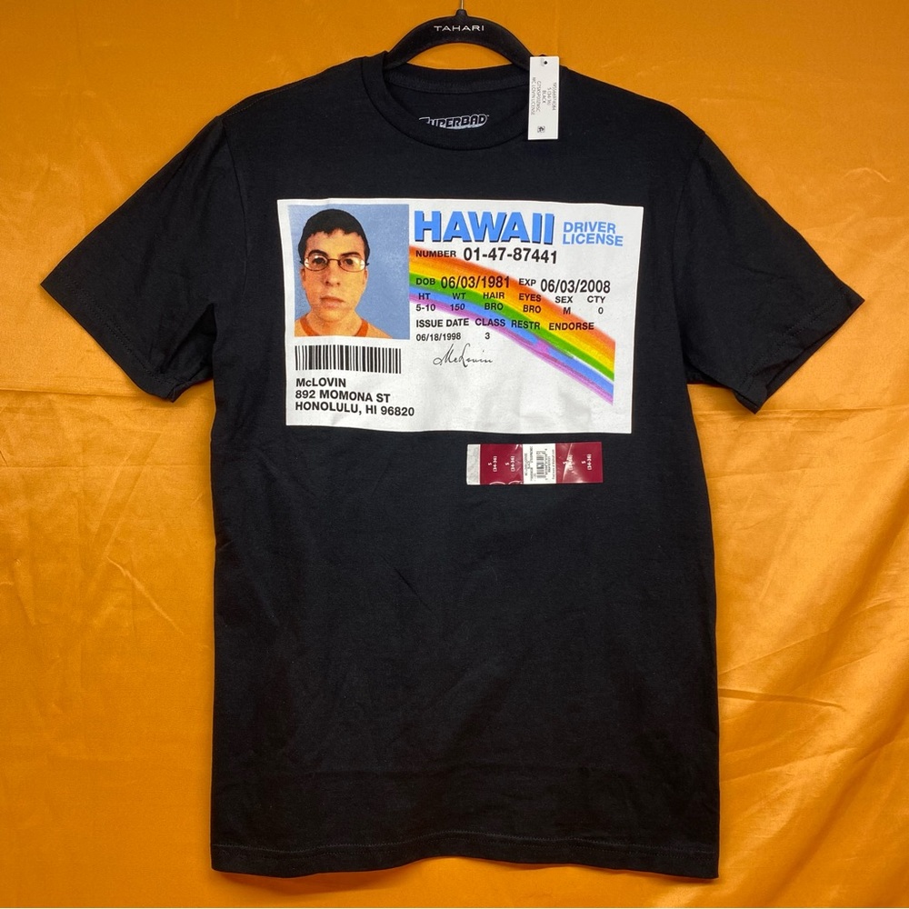 NEW Superbad McLovin Hawaii License Movie T-shirt